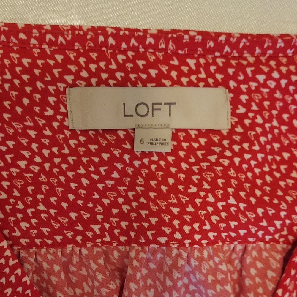 Loft Red Button-Down Dress Size 6 - Picture 2 of 11